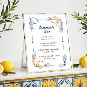 Lemonade Bar Instructions Sign, Lemonade Bar Sign - Graduation Party Decor - Editable Canva Template - Drink Station Instructions