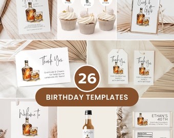 Male Birthday Invite Whiskey, Bourbon Birthday Invitation, Bourbon Birthday Party Invitation, 40th Birthday Invitation Men| AB01WB
