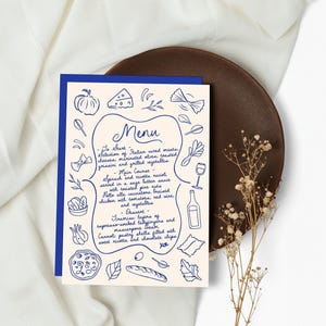 Hand Drawn Italian Menu Digital Template for Weddings, Engagements & Birthdays