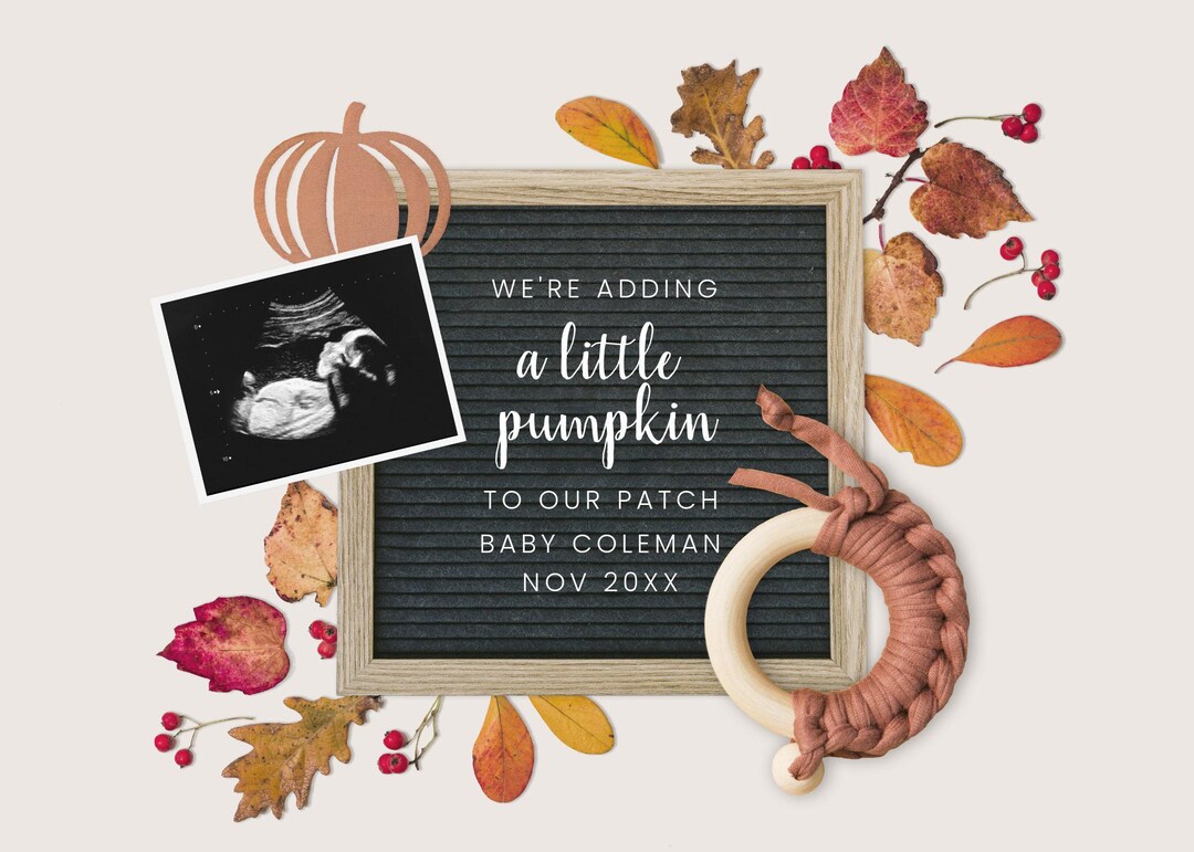 Digital Pregnancy Announcement Sonogram, Digital Baby Announcement, Social Media Editable Pregnancy Reveal,Little Pumpkin, Instagram Baby