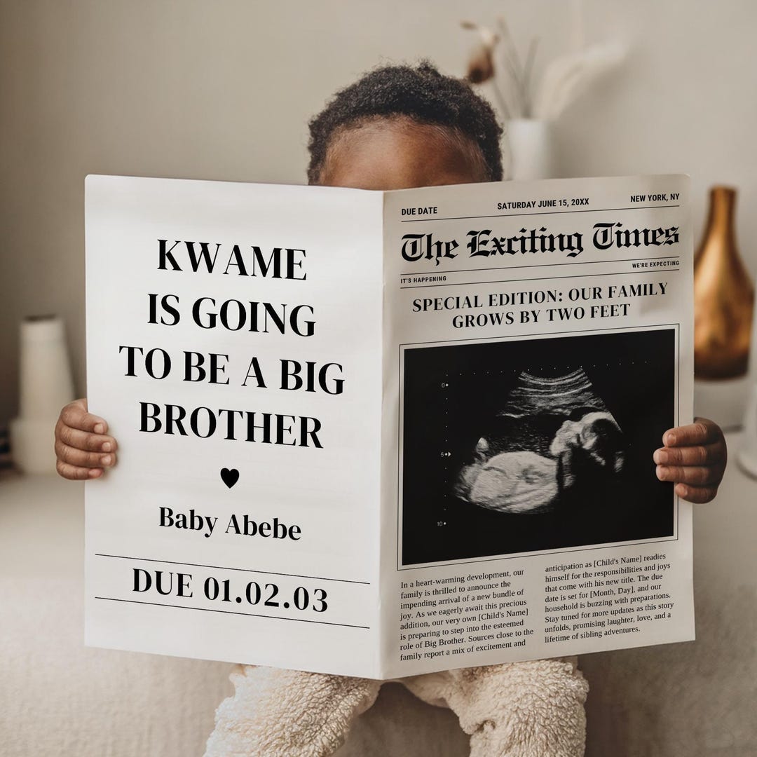 New Big Brother Pregnancy Announcement - Promoted To Big Brother - Social Media Reveal - Editable Template
