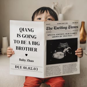 Newspaper Pregnancy Announcement - Canva Newspaper Template - Editable Baby Reveal - Baby On The Way Idea - Digital Pregnancy Reveal