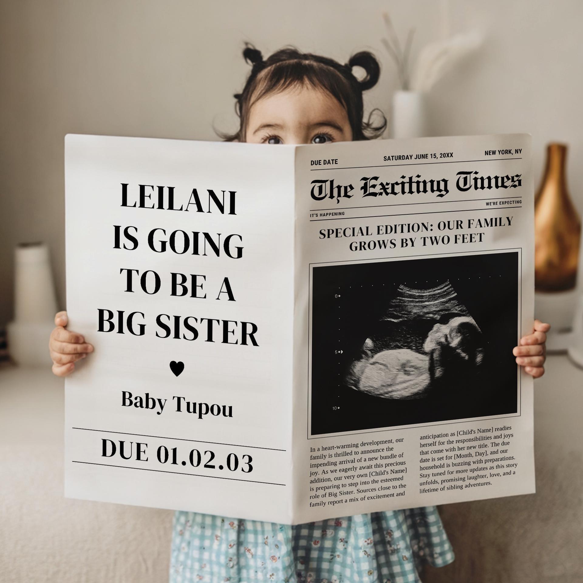 Personalized Pregnancy Announcement Newspaper, Custom Baby Reveal, Unique Digital Template for Expecting Parents