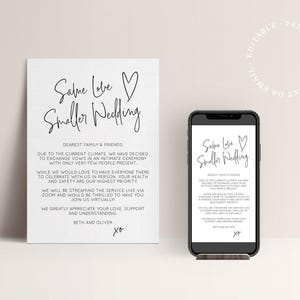 Micro Wedding Invitation – Downsize Announcement Template (Digital)