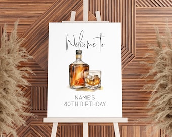 Plaque d&#39;anniversaire whisky, plaque 40e anniversaire pour homme, plaque 50e anniversaire pour hommes, plaque de bienvenue anniversaire pour homme MODÈLE NUMÉRIQUE | AB01WB