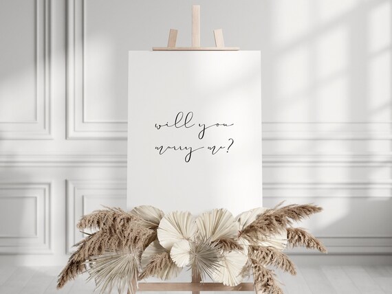 Will You Marry Me Sign - Script Font Wedding Proposal Prop - DIY Printable Engagement Party Decor | WYMM