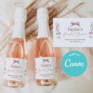 Pearls and Prosecco Champagne Labels -  Mini Champagne Label Bridal Shower Favor - Custom Bottle Label - Elegant Party Sticker | BRSHPPRLS01