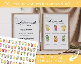 Wedding Shower Lemonade Bar Menu - Editable Bridal Shower Drink Sign - Printable Mocktail Station - Summer Citrus Bar Template