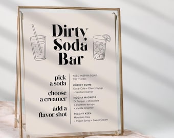 Dirty Soda Printable, Dirty Soda Menu Graduation Soda Bar Menu, Dirty Soda Printable, Customizable Party Sign, Canva Template, Soda Bar Menu