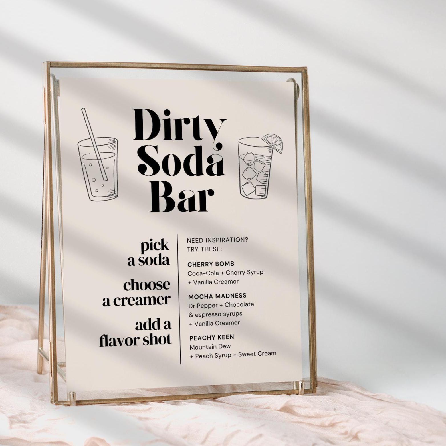 Dirty Soda Printable, Dirty Soda Menu Graduation Soda Bar Menu, Dirty Soda Printable, Customizable Party Sign, Canva Template, Soda Bar Menu