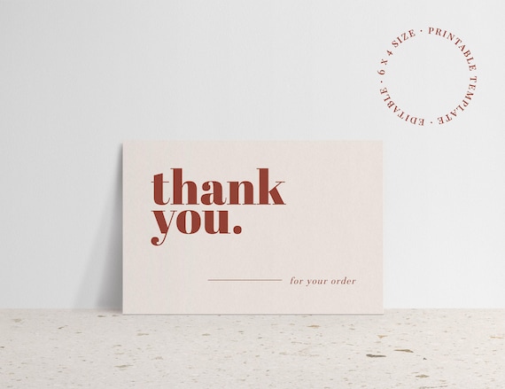 Business Thank You Card Insert Editable Template