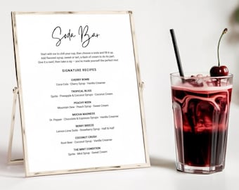 Dirty Soda Bar Recipe Sign - Make Your Own Soda - Italian Soda Bar - Soda Bar Instructions - Baby Shower Decor - Beverage Bar Printable
