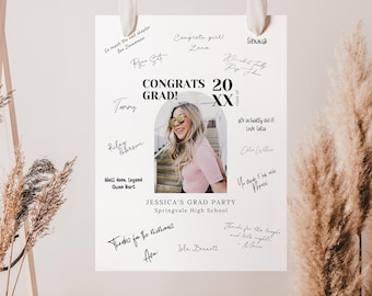 Personalized Graduation Signature Sign - Grad Guest Book Alternative - Keepsake Senior Photo Prop - Party Display Board CANVA TEMPLATE
