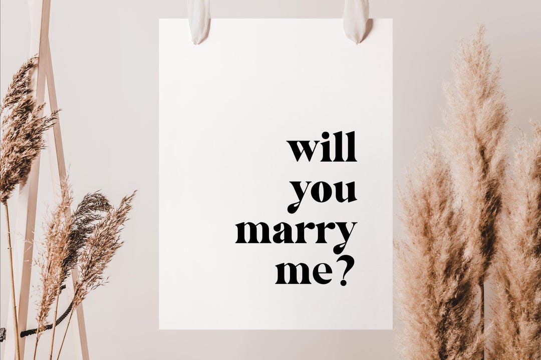 Will You Marry Me Sign Template: Elegant Engagement Proposal Print, Instant Download PDF, Romantic Proposal Sign DIY | WYMM