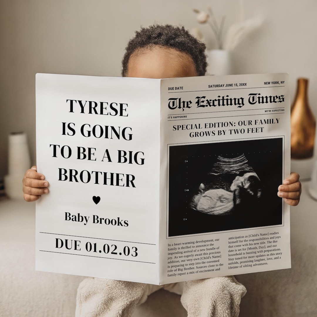 Big Brother Pregnancy Announcement Digital, Customizable Baby Announcement Template for Social Media Reveal