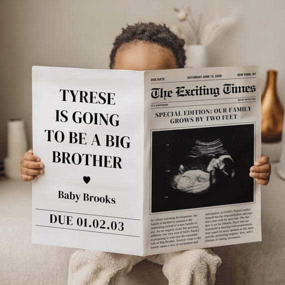 Big Brother Pregnancy Announcement Digital, Customizable Baby Announcement Template for Social Media Reveal