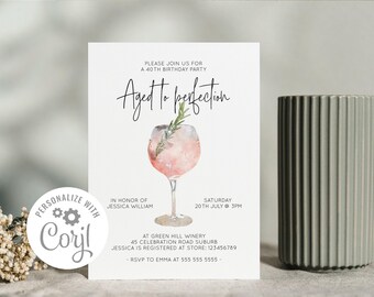 Invitation à vin vieilli jusqu'à la perfection, Faire-part d'anniversaire important, 30e anniversaire, 40e anniversaire, 50e anniversaire, 60e anniversaire, TÉLÉCHARGEMENT IMMÉDIAT