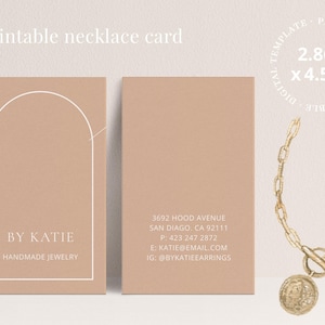 Necklace Display Card Template for Jewelry Business, Blush Pink Modern Arch Design