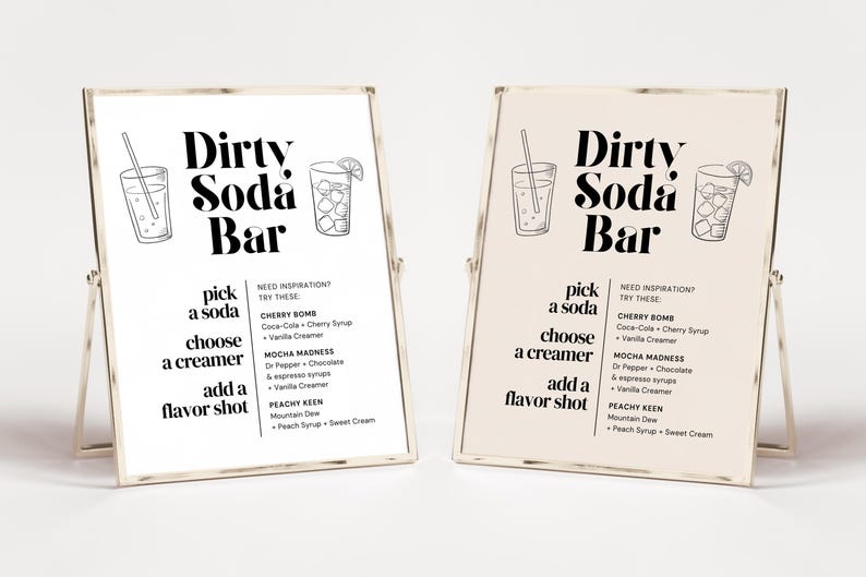 Dirty Soda Printable, Dirty Soda Menu Graduation Soda Bar Menu, Dirty Soda Printable, Customizable Party Sign, Canva Template, Soda Bar Menu image 2