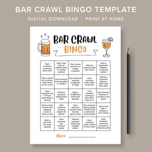 Kroegentocht Bingo Bar Bingo Drinken Spelkaarten Feestspellen voor volwassenen Dames Nachtspellen Verjaardag Kroegentocht Verjaardag Kroegentochtspellen