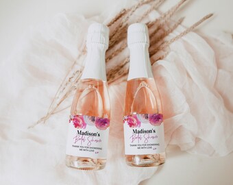 mini champagne label template, mini champagne label favor, champagne labels mini, mini champagne label bridesmaid | BRSH01PP
