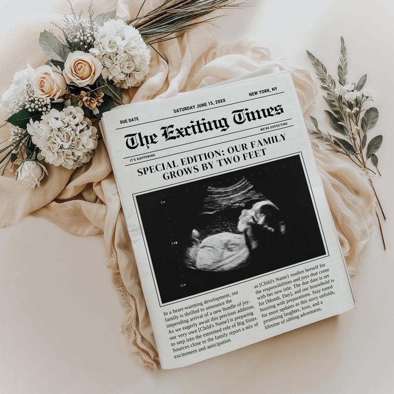 Big Brother Announcement - Digital Pregnancy Announcement - Promoted to Big Brother - Editable Newspaper Template image 5