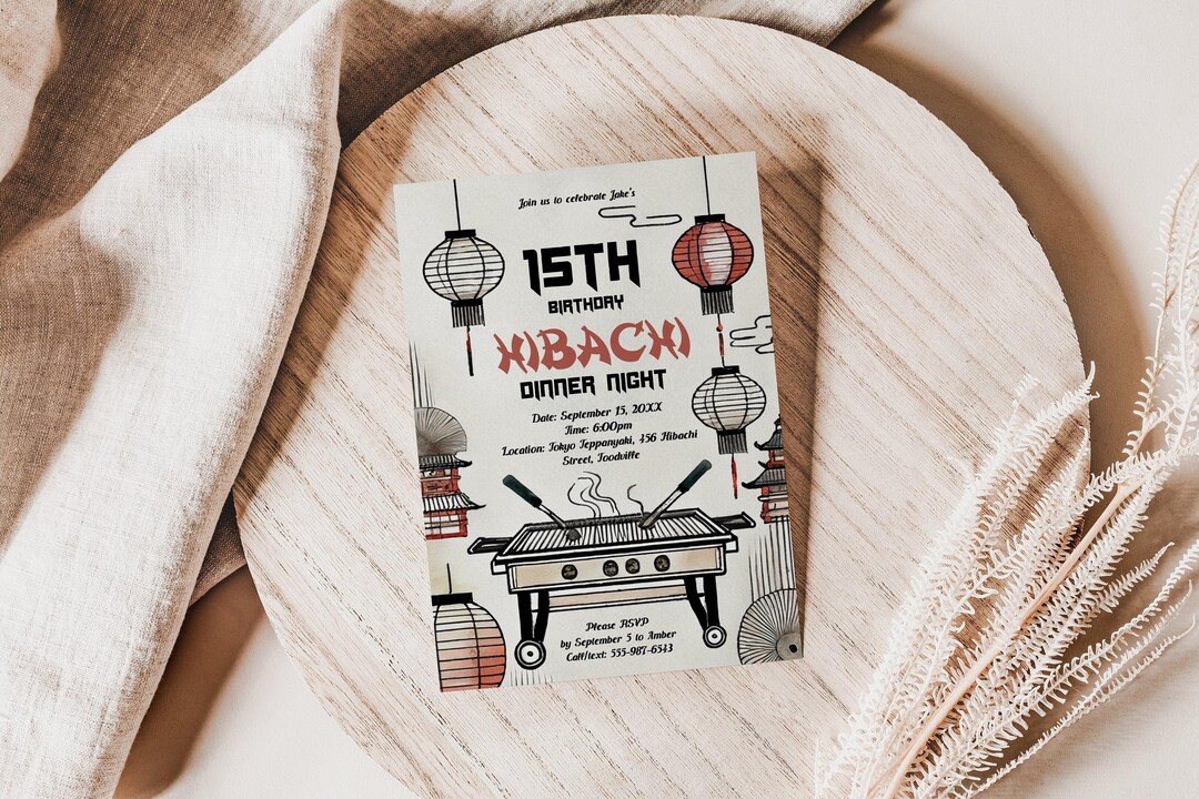 Hibachi Invitation Birthday Party Invite Hibachi Dinner Any Age Celebration Template Editable Birthday Digital Download