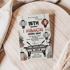 Hibachi Invitation Birthday Party Invite Hibachi Dinner Any Age Celebration Template Editable Birthday Digital Download