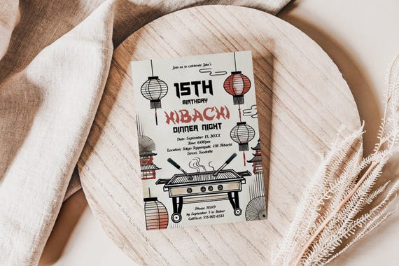 Hibachi Invitation Birthday Party Invite Hibachi Dinner Any Age Celebration Template Editable Birthday Digital Download