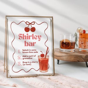 Shirley Temple Bar Sign, Shirley Temple station sign, Shirley temple drink sign, Shirley Temple Graduation Bar Sign, CANVA TEMPLATE
