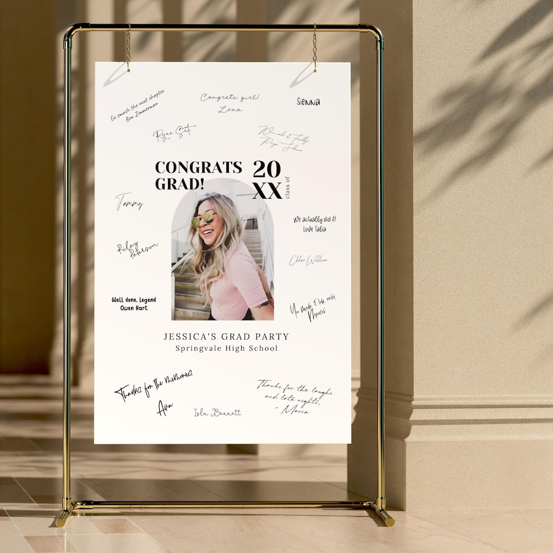 Graduation Signature Board - Grad Party Decor - Class of 2025 - Personalized Graduation Sign - Guest Book Alternative CANVA TEMPLATE