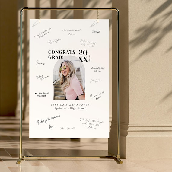 Graduation Signature Board - Grad Party Decor - Class of 2025 - Personalized Graduation Sign - Guest Book Alternative CANVA TEMPLATE