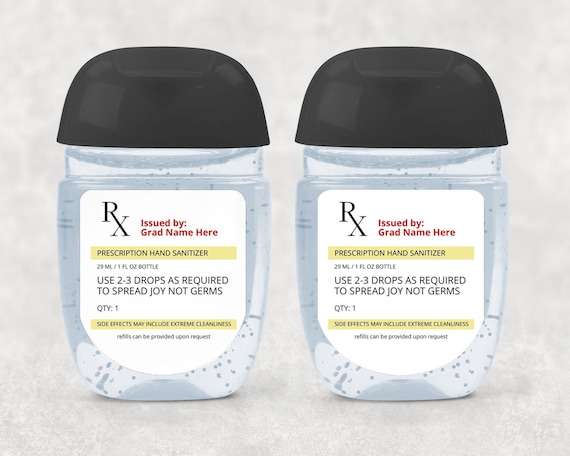 Nurse Graduation Prescription Mini Hand Sanitizer Label Template, printable INSTANT DOWNLOAD