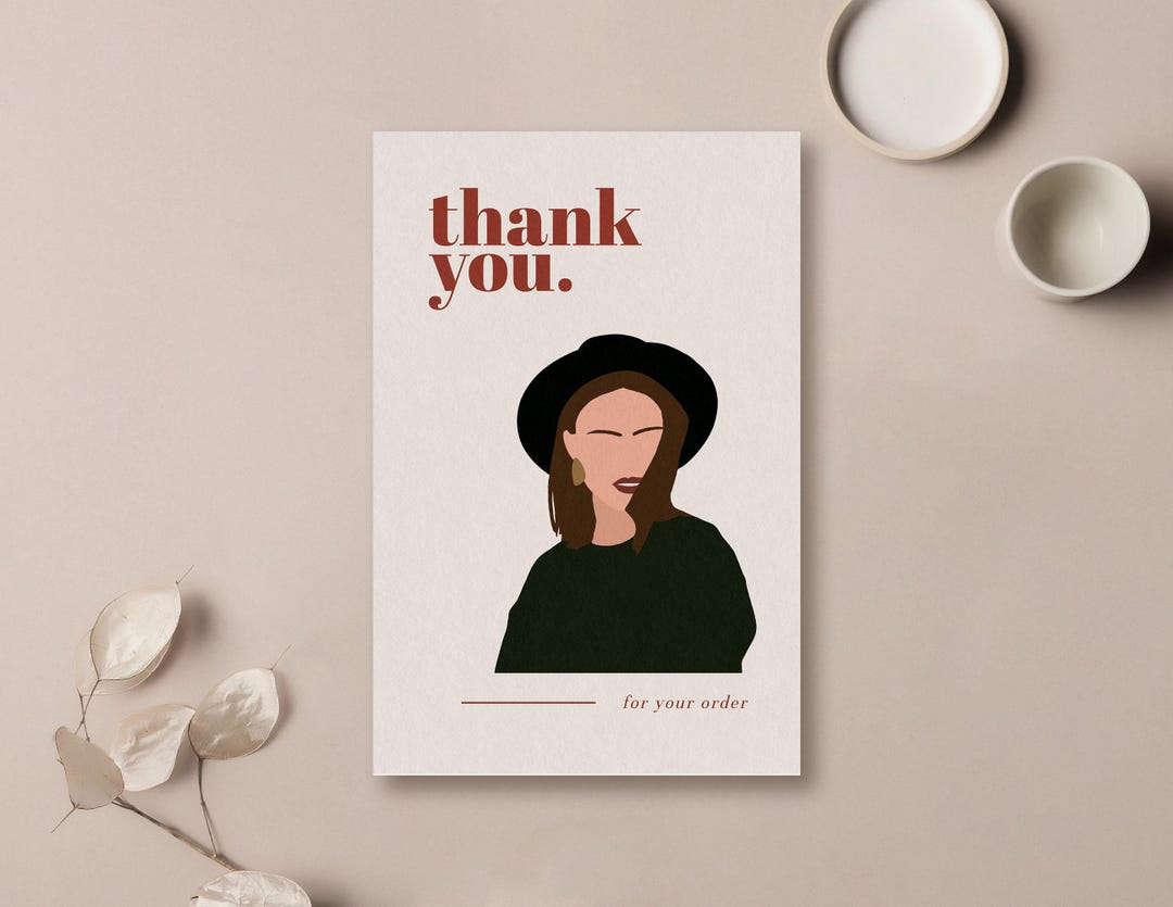 Business Thank You Card Insert Editable Template - Boho Girl Design