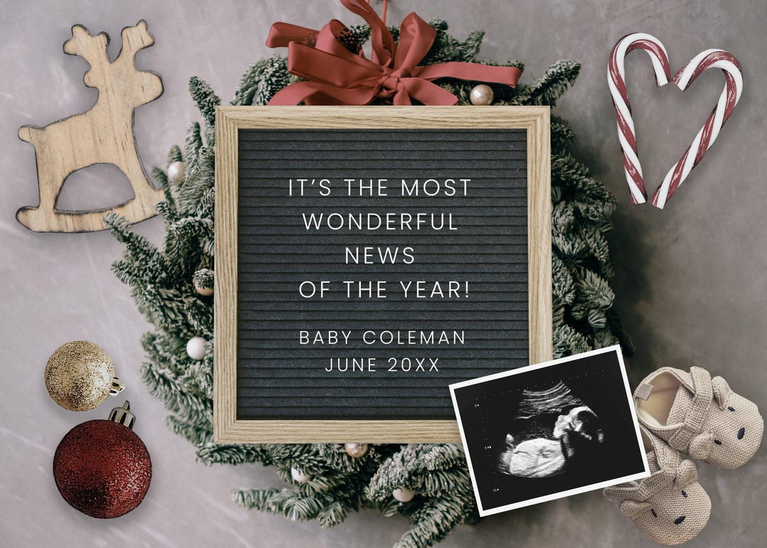 Holiday Digital Pregnancy Announcement, Editable Pregnancy Announcement Christmas,  Winter Social Media Pregnancy, Letter Board Announcement