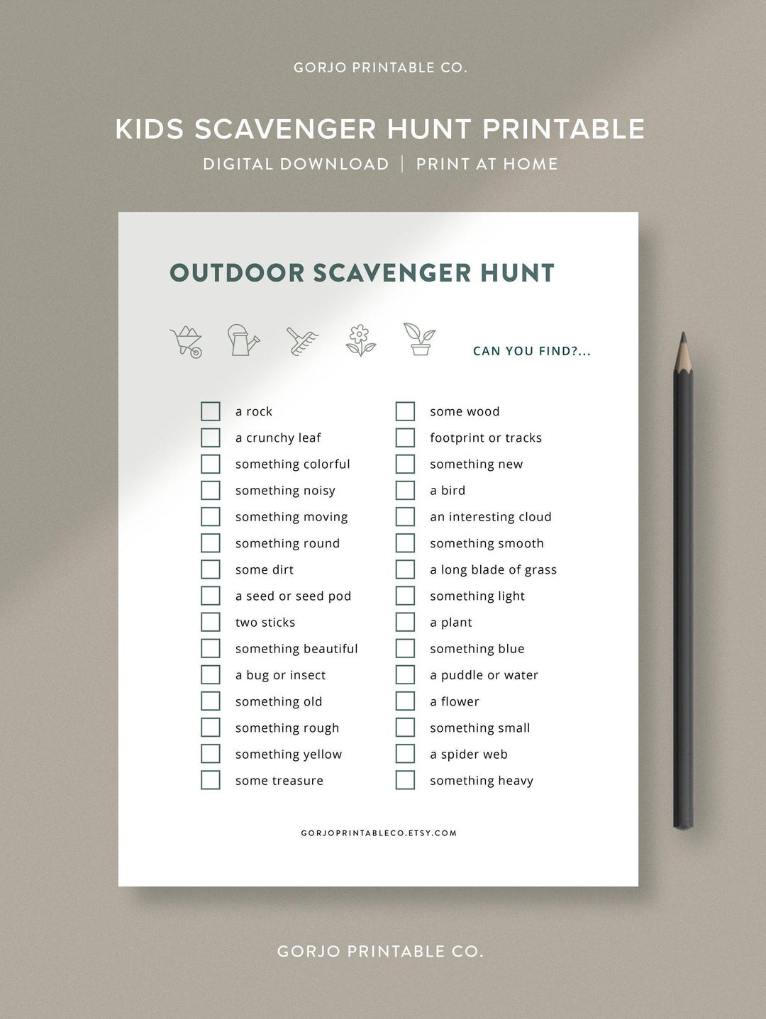 Kids Scavenger Hunt | Outdoors Scavenger Hunt | Games For Kids | Nature Scavenger Hunt | Printable Games For Kids | Canva Template