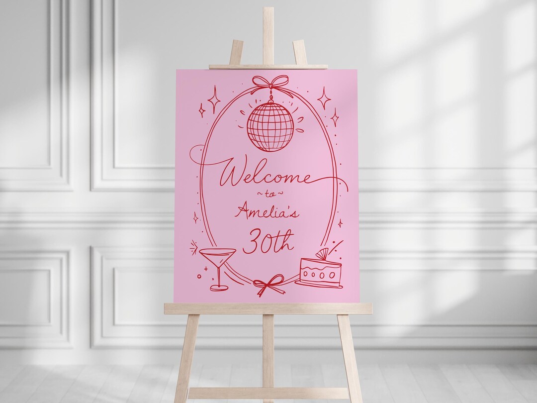 Disco Birthday Party Welcome Sign, Disco Theme Party Welcome Sign, Welcome Sign To 30th Birthday, Digital 30th Birthday Sign TEMPLATE