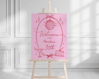 Disco Birthday Party Welcome Sign, Disco Theme Party Welcome Sign, Welcome Sign To 30th Birthday, Digital 30th Birthday Sign TEMPLATE