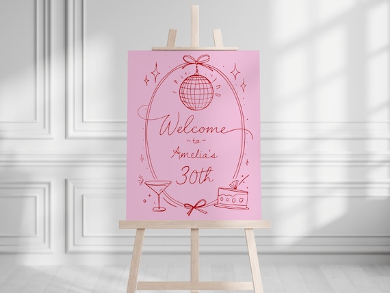 Disco Birthday Party Welcome Sign, Disco Theme Party Welcome Sign, Welcome Sign To 30th Birthday, Digital 30th Birthday Sign TEMPLATE