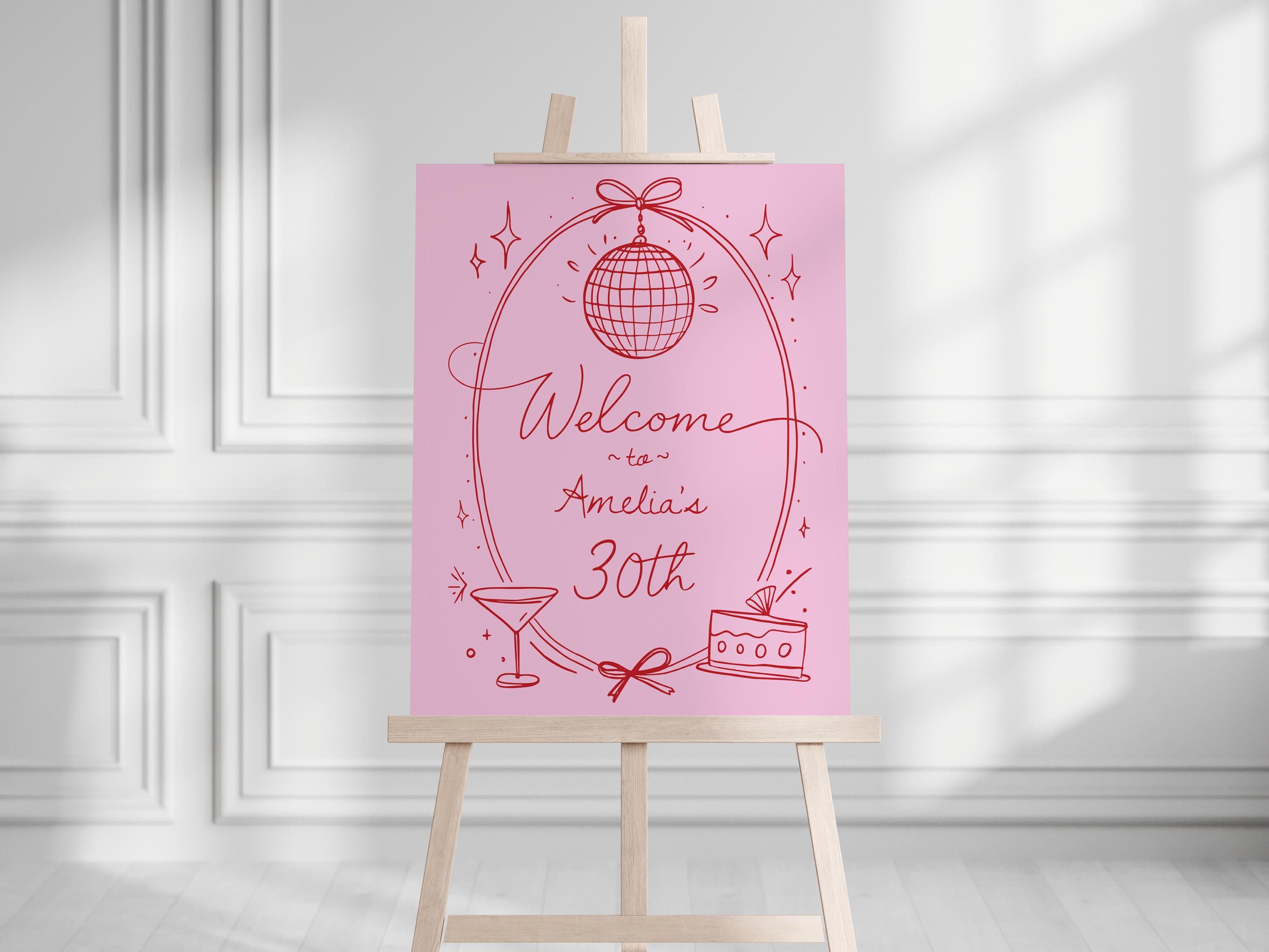 Disco Birthday Party Welcome Sign, Disco Theme Party Welcome Sign, Welcome Sign To 30th Birthday, Digital 30th Birthday Sign TEMPLATE