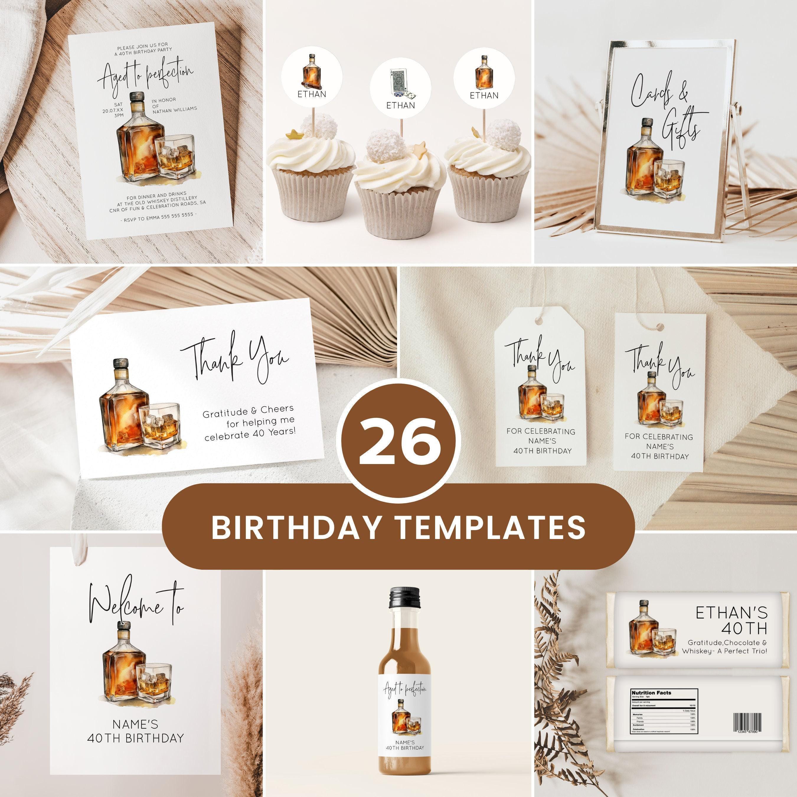 Male Birthday Invite Whiskey, Bourbon Birthday Invitation, Bourbon Birthday Party Invitation, 40th Birthday Invitation Men| AB01WB