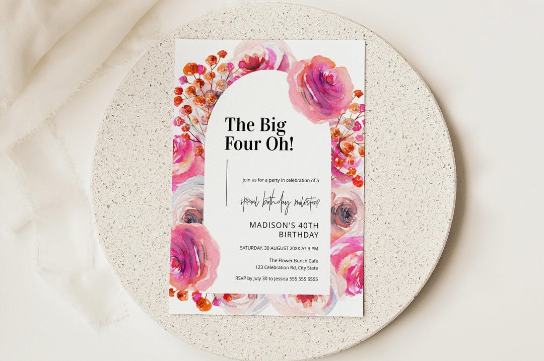 40th Bday Invitation, 40th Birthday Party Invitations, Funny 40th Birthday Invitations, 40th Birthday Invitations For Her, The Big Four Oh