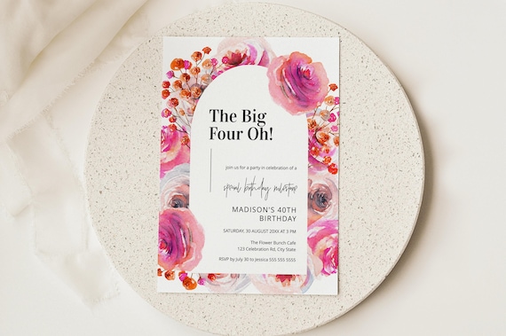 40th Bday Invitation, 40th Birthday Party Invitations, Funny 40th Birthday Invitations, 40th Birthday Invitations For Her, The Big Four Oh