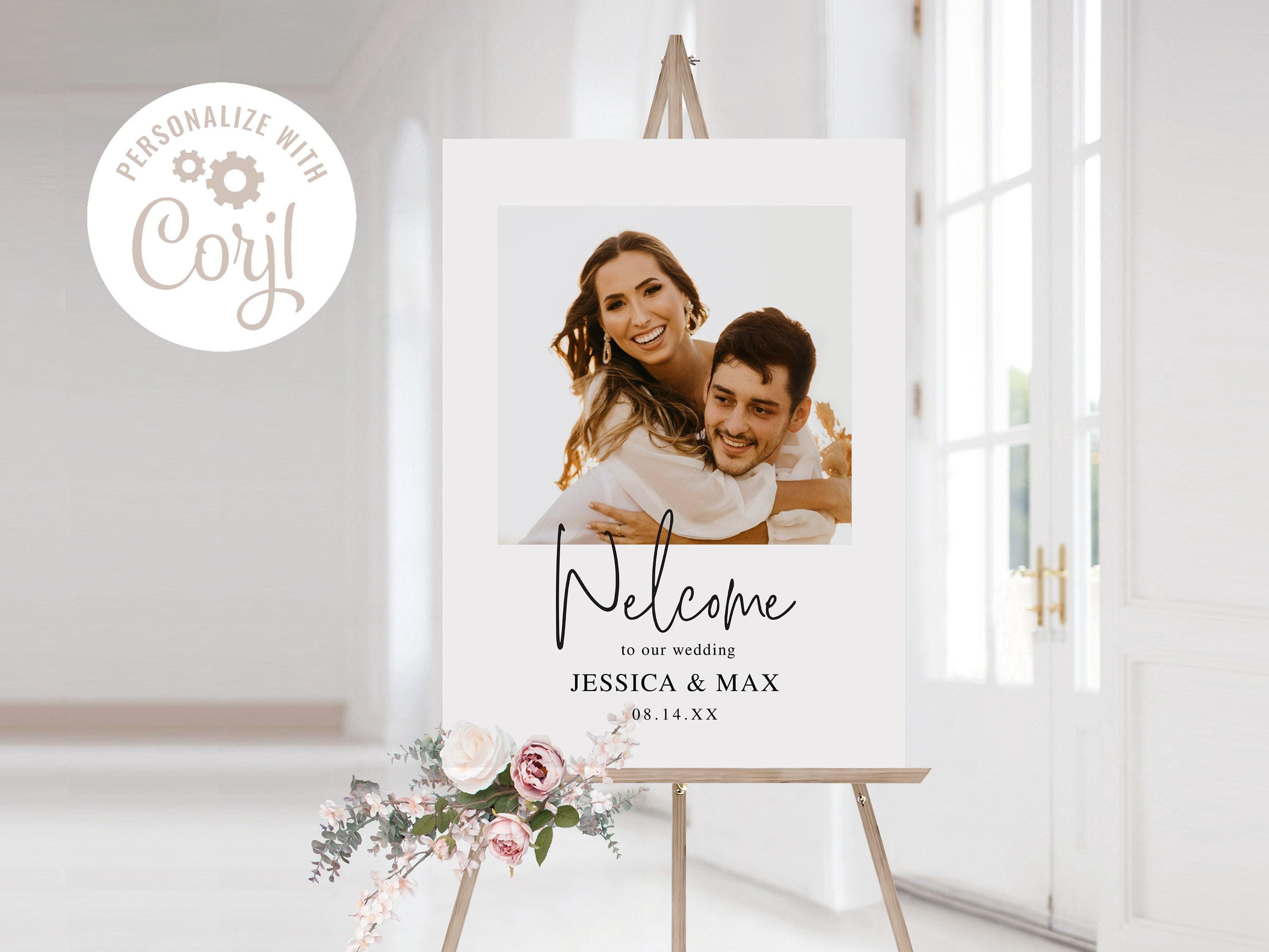 Minimalist Printable Wedding Welcome Sign Template, Photo Wedding Welcome Sign, Printable Wedding Sign, Editable INSTANT DOWNLOAD