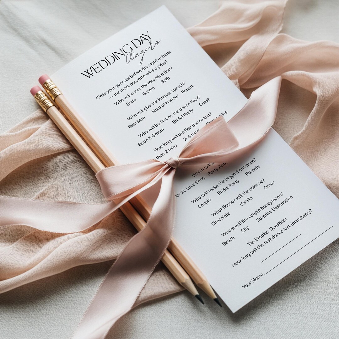 Wedding Day Wagers, Place Your Bets Reception Game, Editable Canva Template, Wedding Guest Activity Card, Fun Betting Game for Brides