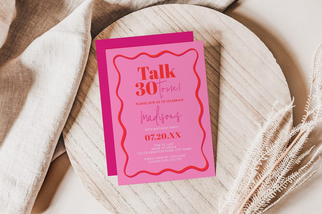 Wavy Border Invitation, Talk Thirty To Me Digital Invitation, Thirty Birthday Digital Invitation, Talk Thirty To Me Digital Invitation, 30th