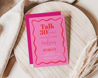 Wavy Border Invitation, Talk Thirty To Me Digital Invitation, Thirty Birthday Digital Invitation, Talk Thirty To Me Digital Invitation, 30th