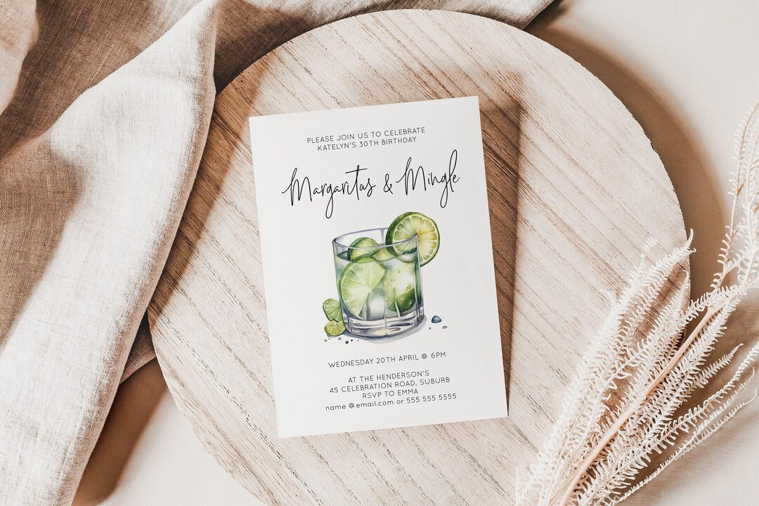 Margarita party invitation, Cocktail party invite, Margarita theme invitation, Tropical cocktail invite, Margarita night, E-Invitation