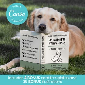 Pregnancy Announcement Dog Book Cover - Printable Book Cover for Baby Reveal - Custom Dog Pregnancy - Funny Pet Announcement CANVA TEMPLATE