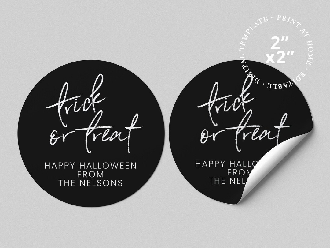 Printable Halloween Trick or Treat Cookie Tag or Sticker Template 2" ROUND